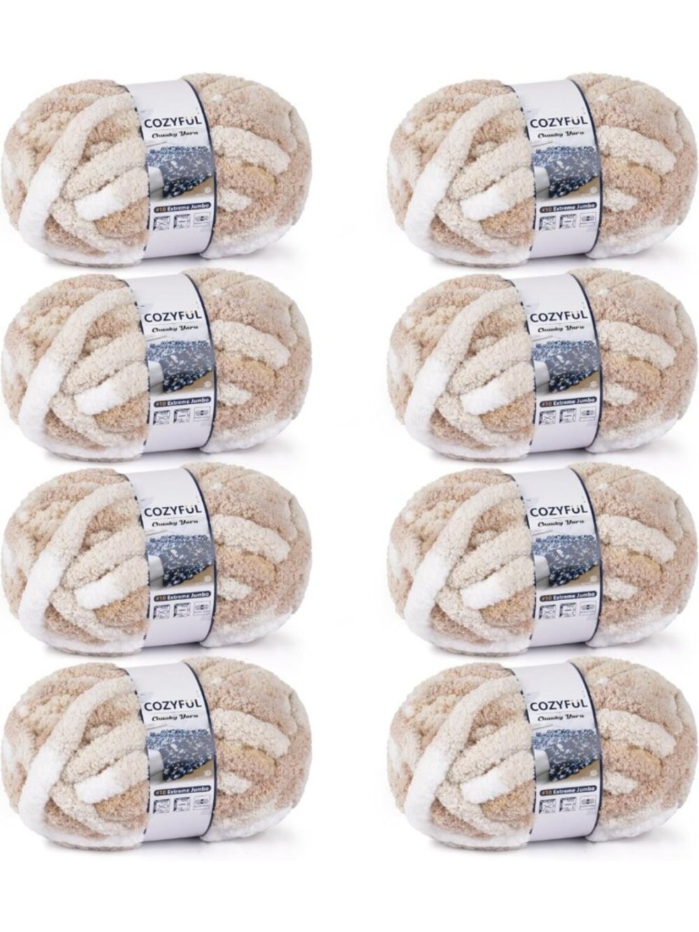 Cozy Chunky Chenille Yarn for Hand Knitting & Crocheting - Jumbo Tie Dye 8